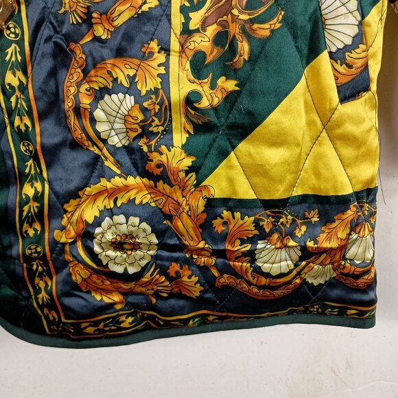 Vintage Reversible Jacket Womens XL Italian Scarf Print Quilted 80s Art to Wear - Picture 9 of 15